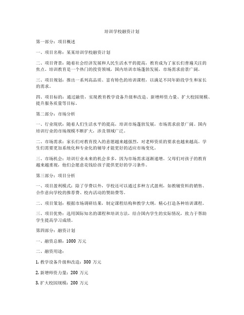 培训学校融资计划