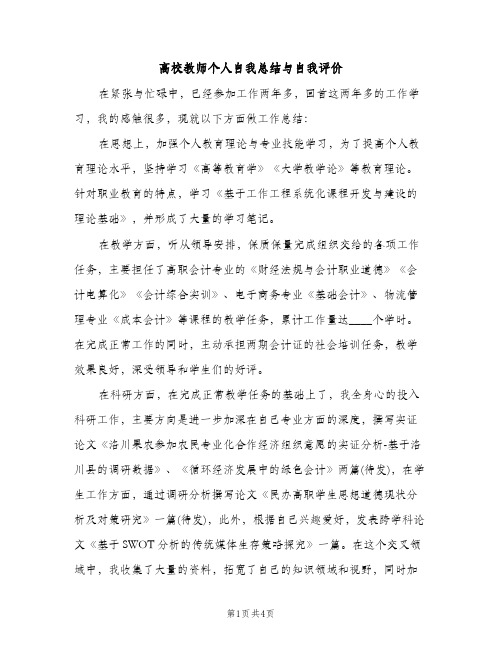 高校教师个人自我总结与自我评价（2篇）