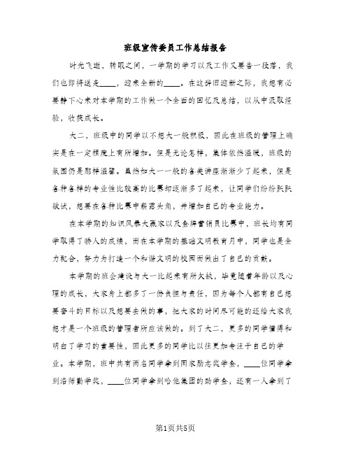 班级宣传委员工作总结报告（2篇）