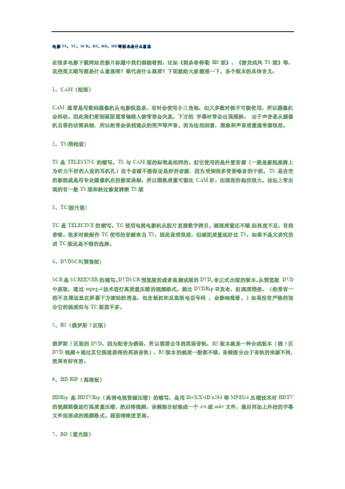 [广告传媒]电影TS、TC、SCR、R5、BD、HD等版本是什么意思