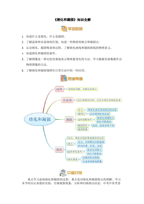 教科版八年级物理上册《熔化和凝固》知识全解