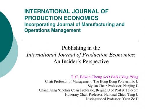 INTERNATIONAL JOURNAL OFPRODUCTION ECONOMICS