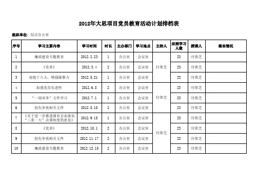 党员教育活动计划表