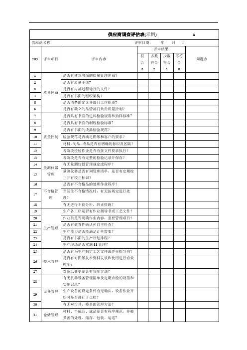 供应商调查评估表