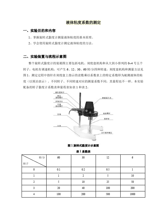 液体粘度系数的测定