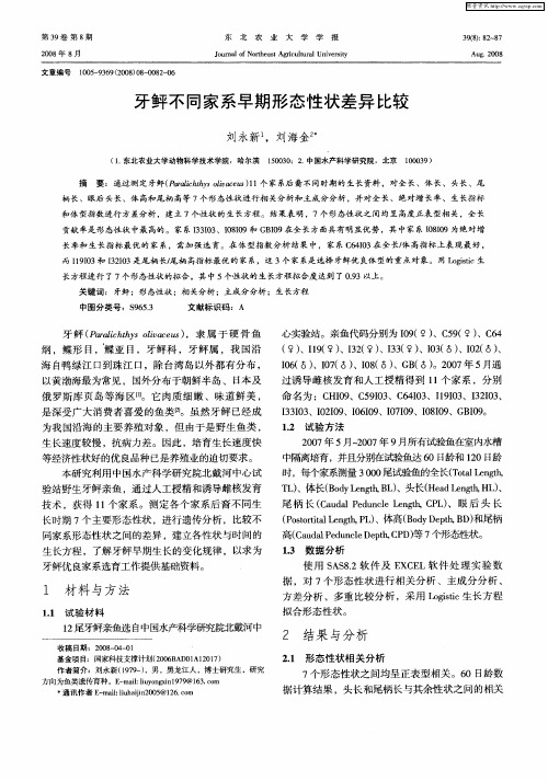 牙鲆不同家系早期形态性状差异比较