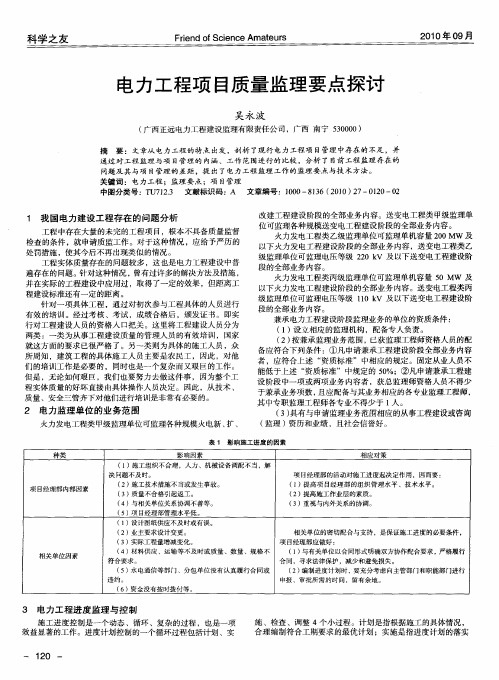 电力工程项目质量监理要点探讨