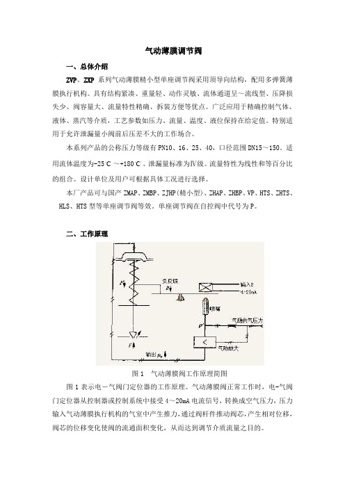 气动薄膜调节阀说明书中文