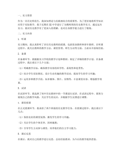 历史教学实习报告