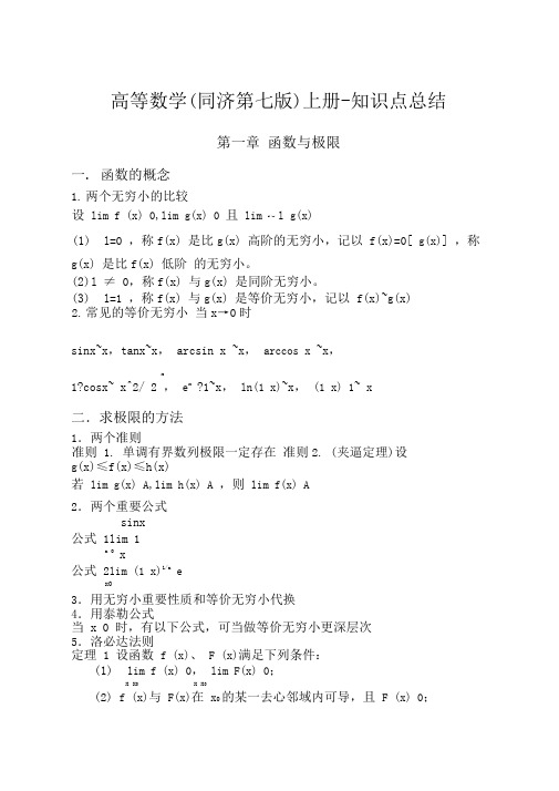 高等数学同济第七版上册知识点总结