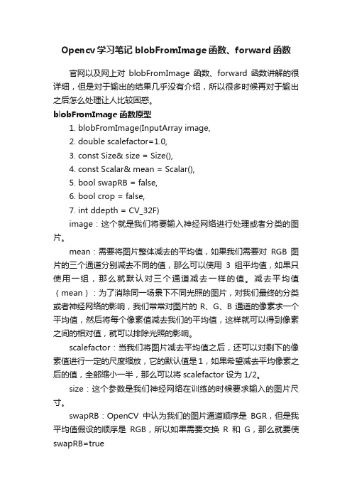 Opencv学习笔记blobFromImage函数、forward函数