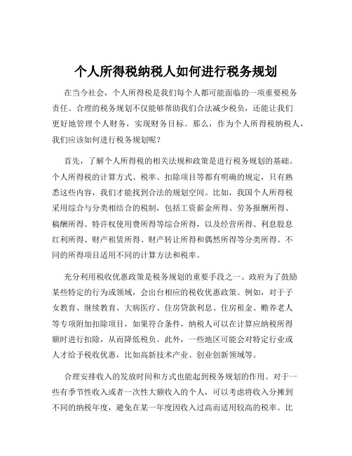 个人所得税纳税人如何进行税务规划