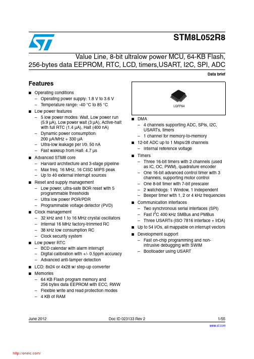 STM8L052R8T6;中文规格书,Datasheet资料