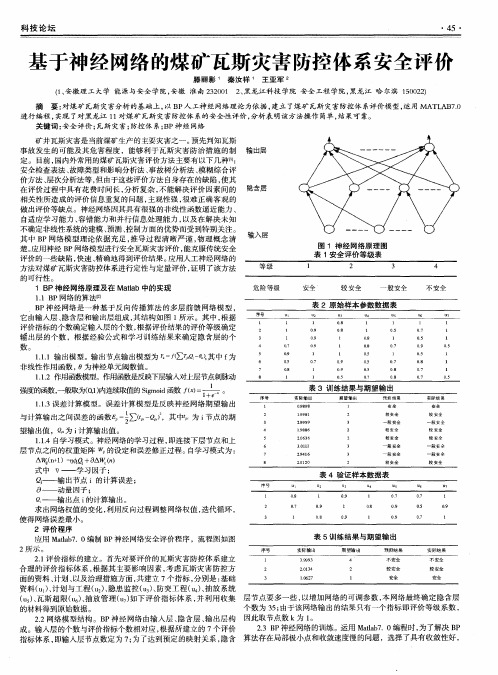 基于神经网络的煤矿瓦斯灾害防控体系安全评价