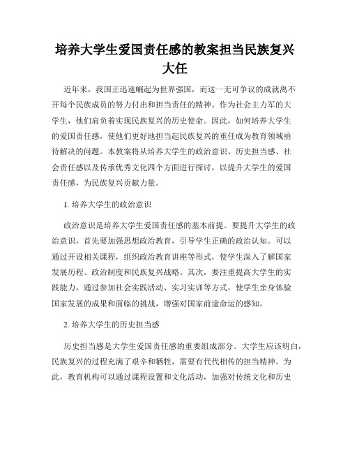 培养大学生爱国责任感的教案担当民族复兴大任