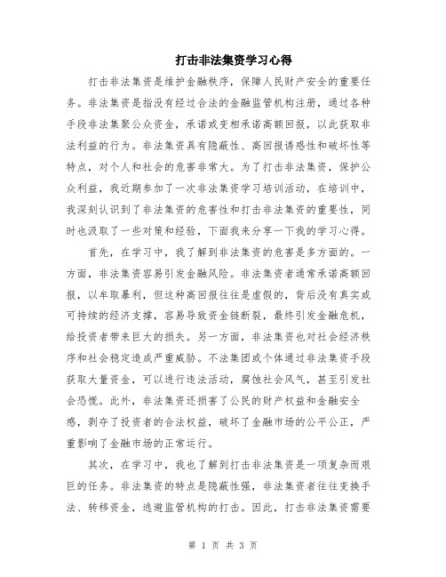 打击非法集资学习心得