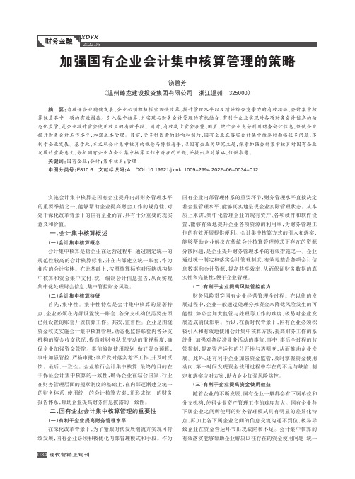 加强国有企业会计集中核算管理的策略