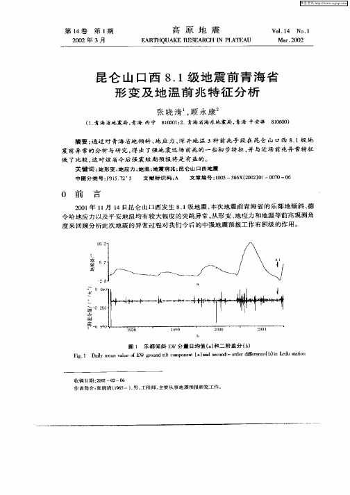 昆仑山口西8.1级地震前青海省形变及地温前兆特征分析