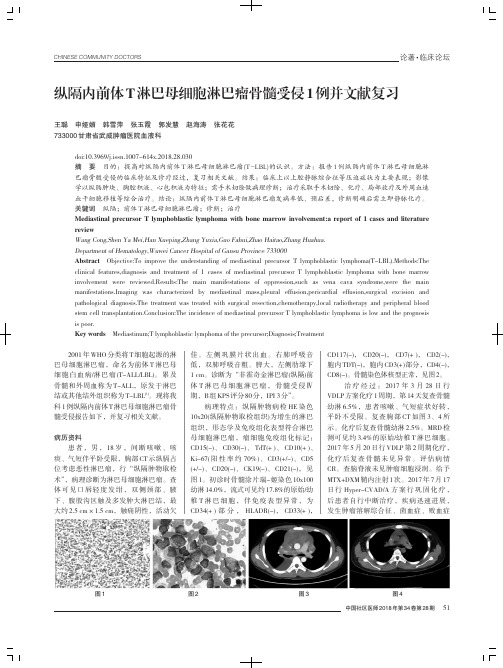 纵隔内前体T淋巴母细胞淋巴瘤骨髓受侵1例并文献复习