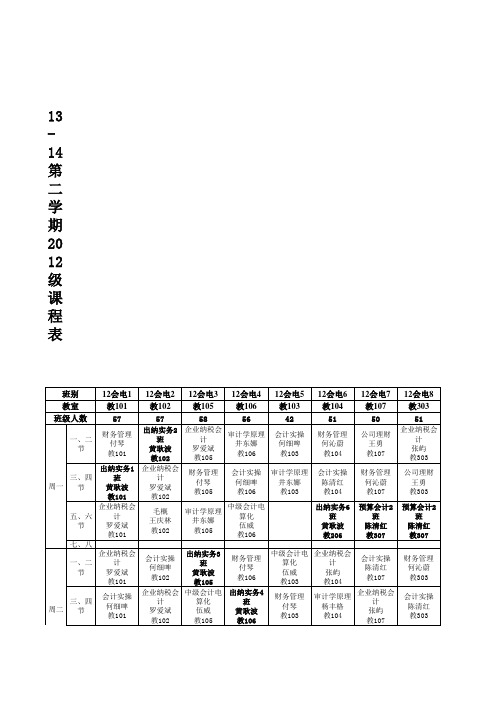 13-14第二学期 12级全院课程表0428