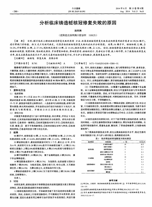 分析临床铸造桩核冠修复失败的原因