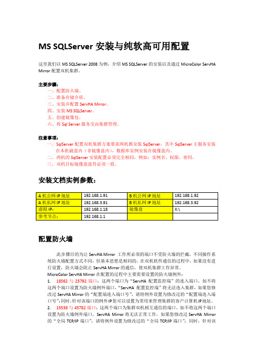 SQLServer 双机热备(纯软镜像)  详细图文配置教程(ServHA Mirror)