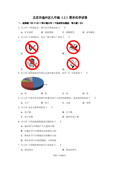 北京市通州区九年级(上)期末化学试卷