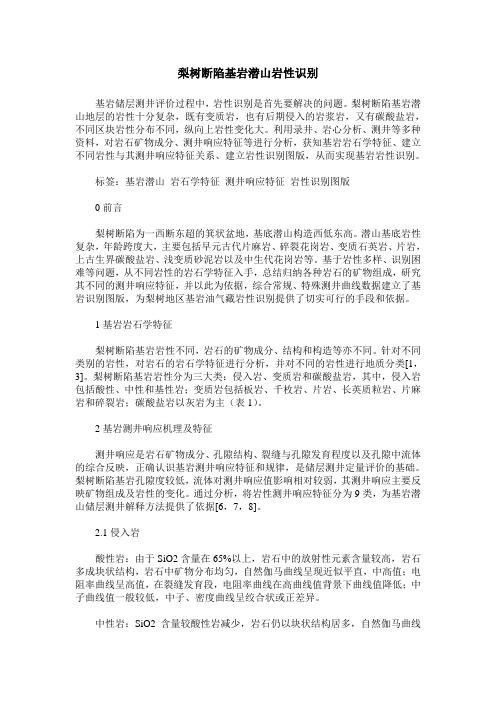 梨树断陷基岩潜山岩性识别