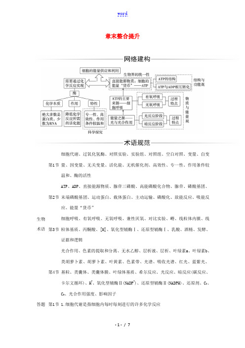 高中生物 第5章 细胞的能量供应和利用 整合提升(含解析)新人教版必修第一册-新人教版高中第一册生物