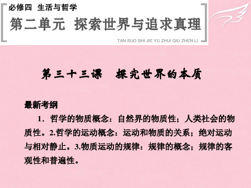 高考政治大一轮复习 第二单元 第三十三课 探究世界的本质课件 新人教版必修4