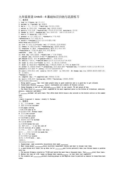 Units 5-6基础知识归纳与巩固练习2021-2022学年人教英语九年级