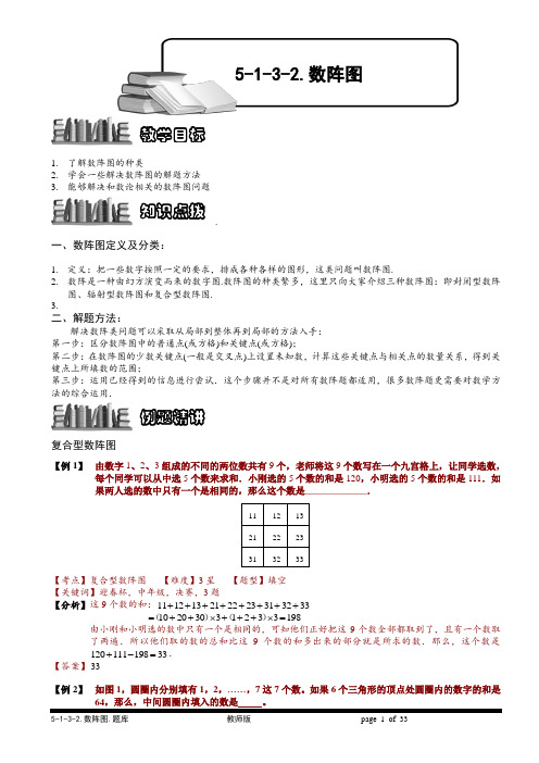 小学奥数试题集锦 数阵图(二).教师版与学生版都有