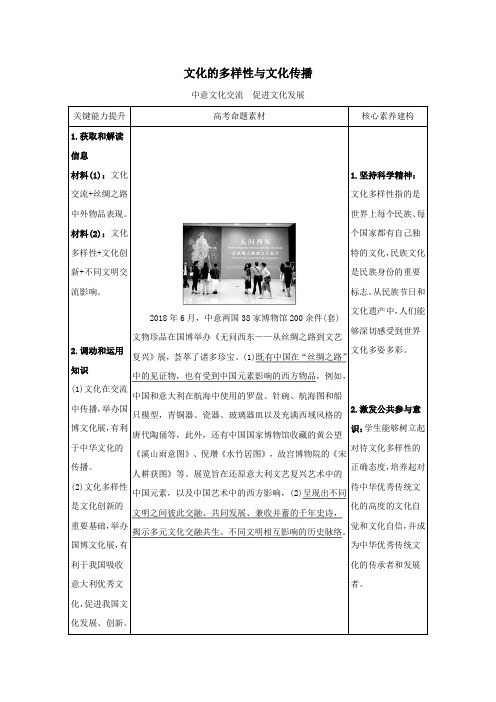 2021版高考政治一轮复习第二单元文化传承与创新3文化的多样性与文化传播时政热点练(含解析)新人教版必修3