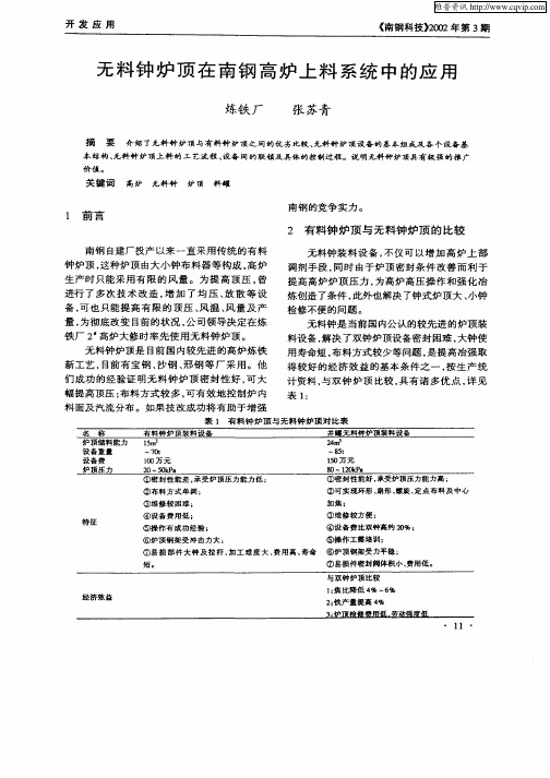 无料钟炉顶在南钢高炉上料系统中的应用