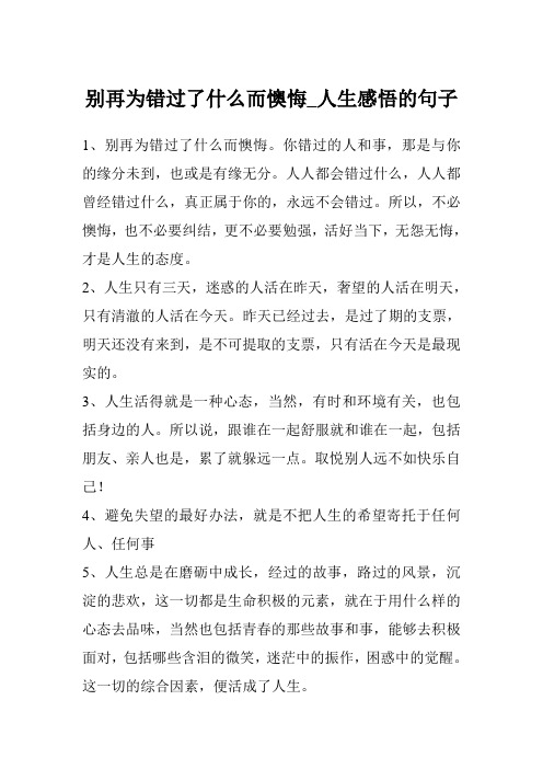 别再为错过了什么而懊悔_人生感悟的句子