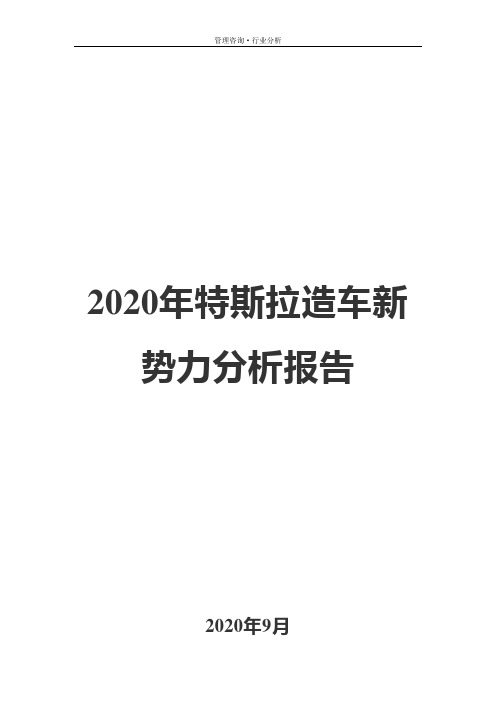 2020年特斯拉造车新势力分析报告