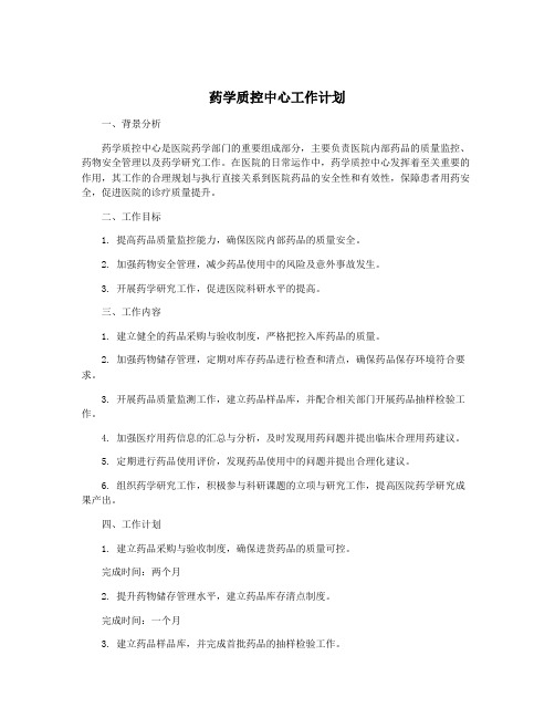 药学质控中心工作计划