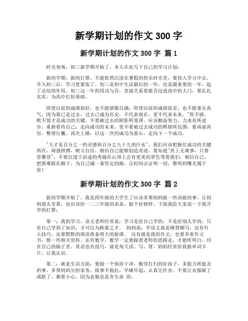 新学期计划的作文300字