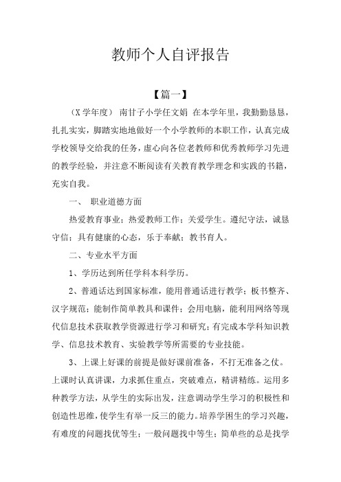 教师个人自评报告