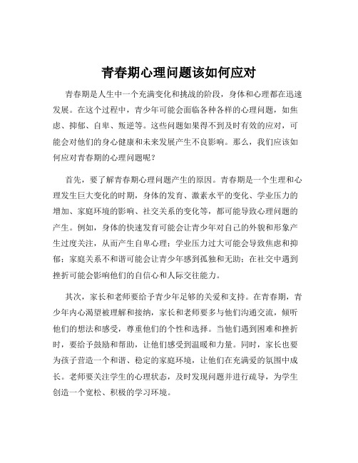 青春期心理问题该如何应对