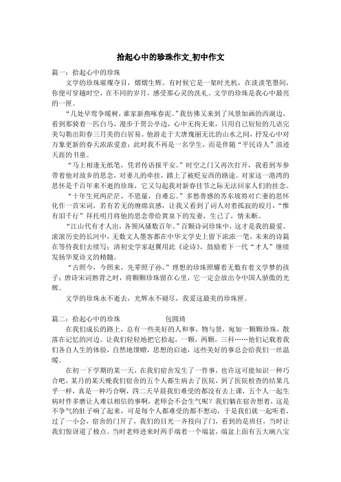 拾起心中的珍珠作文_初中作文