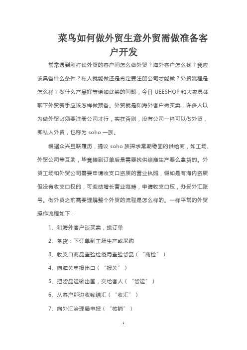 菜鸟如何做外贸生意外贸需做准备客户开发