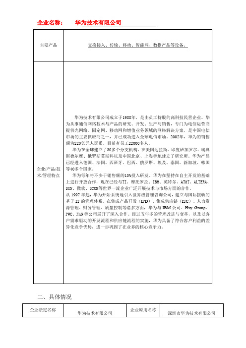 华为技术有限公司企业信息