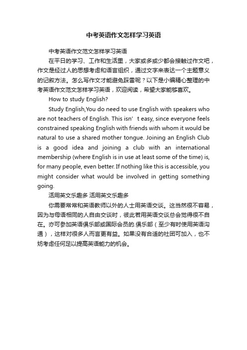 中考英语作文范文怎样学习英语