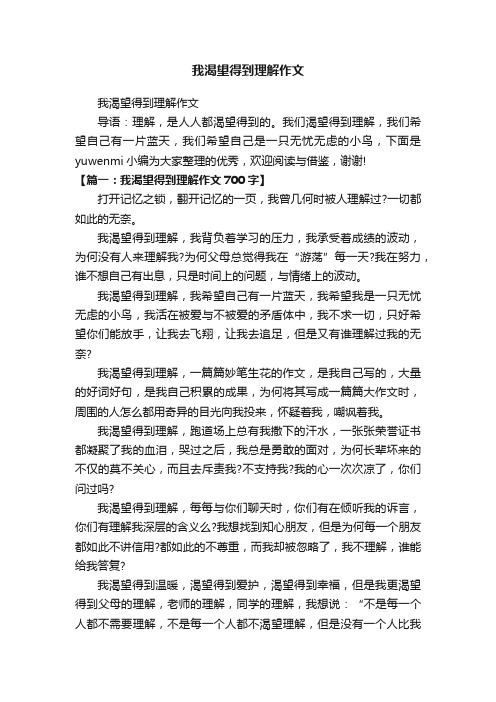 我渴望得到理解作文