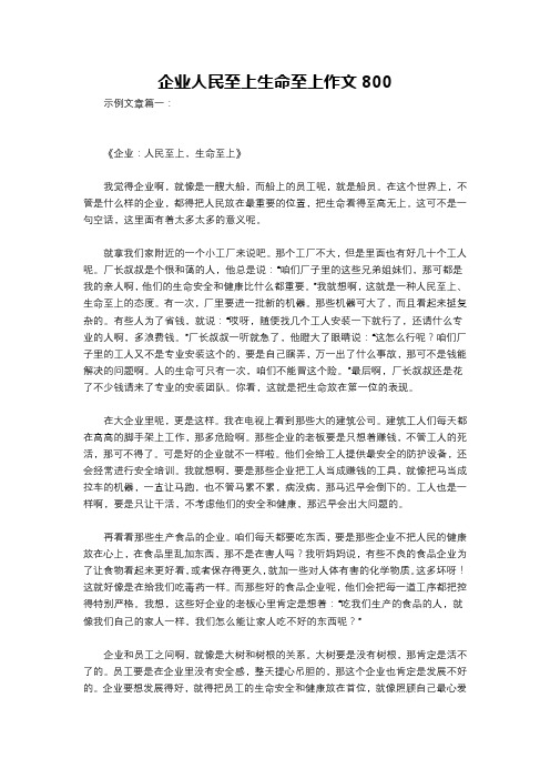 企业人民至上生命至上作文800