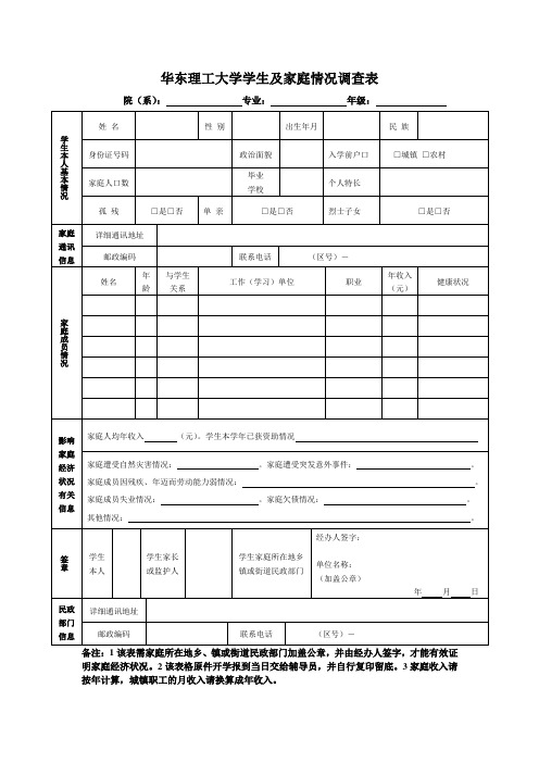 家庭经济情况调查表