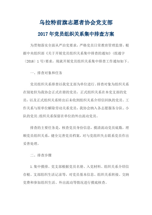 志愿者协会党支部党员关系排查资料