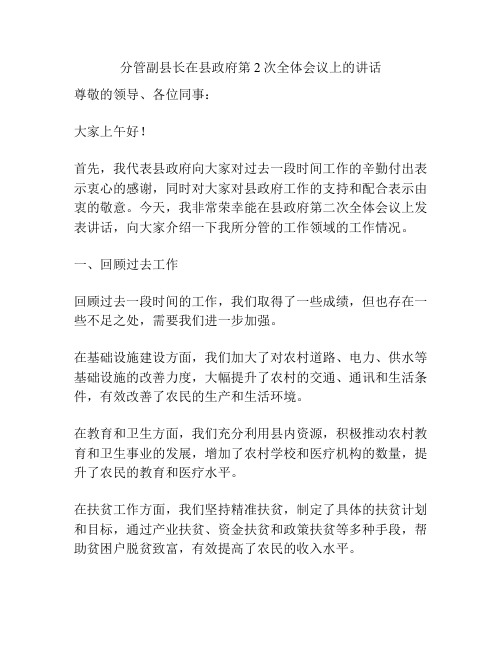 分管副县长在县政府第2次全体会议上的讲话