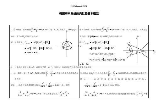 椭圆和双曲线的类似的基本题型prt